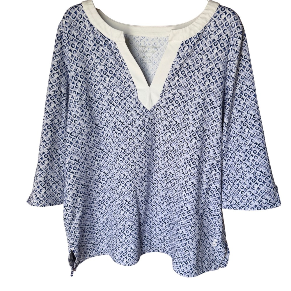 Tommy Bahama IslandZone Blue and White Active Top, XL